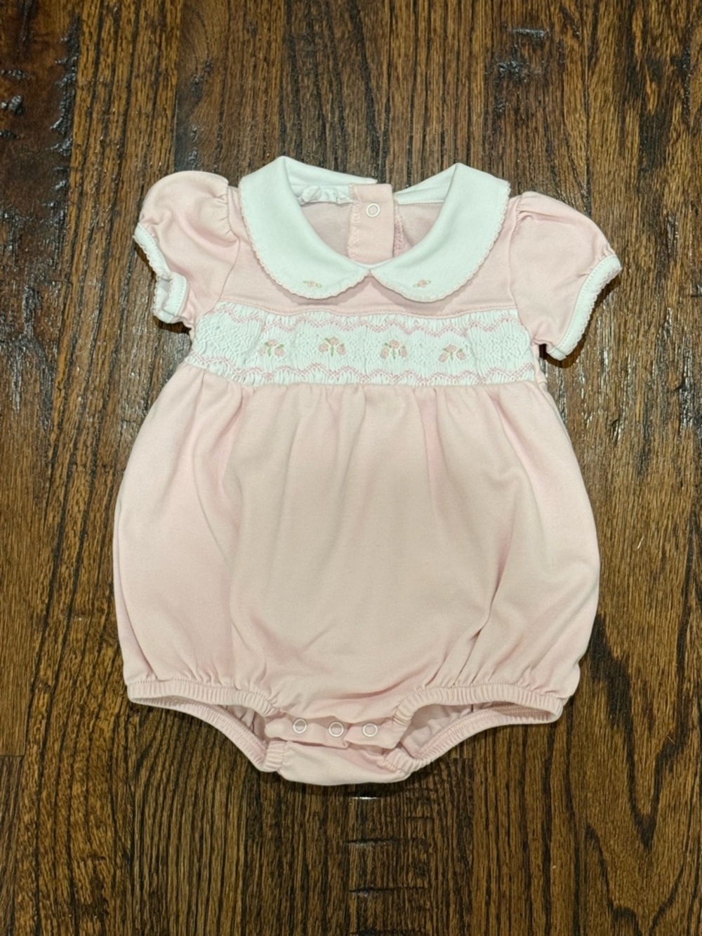 Classic Pink Peter Pan Collar Baby One-Piece